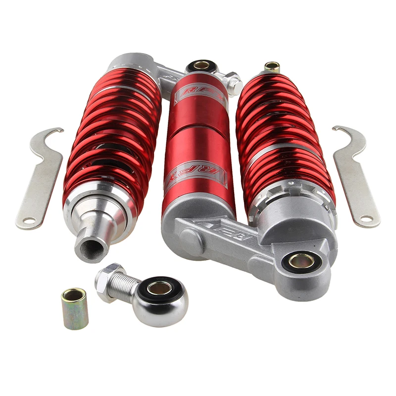 340mm 1 Pair Motorcycle Air Shock Absorber Red Universal Rear Suspension Pump Cylinder for Scooter ATV Motorbike Dirt Bike