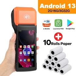 PDA commerciale portatile Android 8.1/13 Stampante termica per ricevute incorporata da 58 mm NFC opzionale per caffèterie WIFI Bluetooth Connect