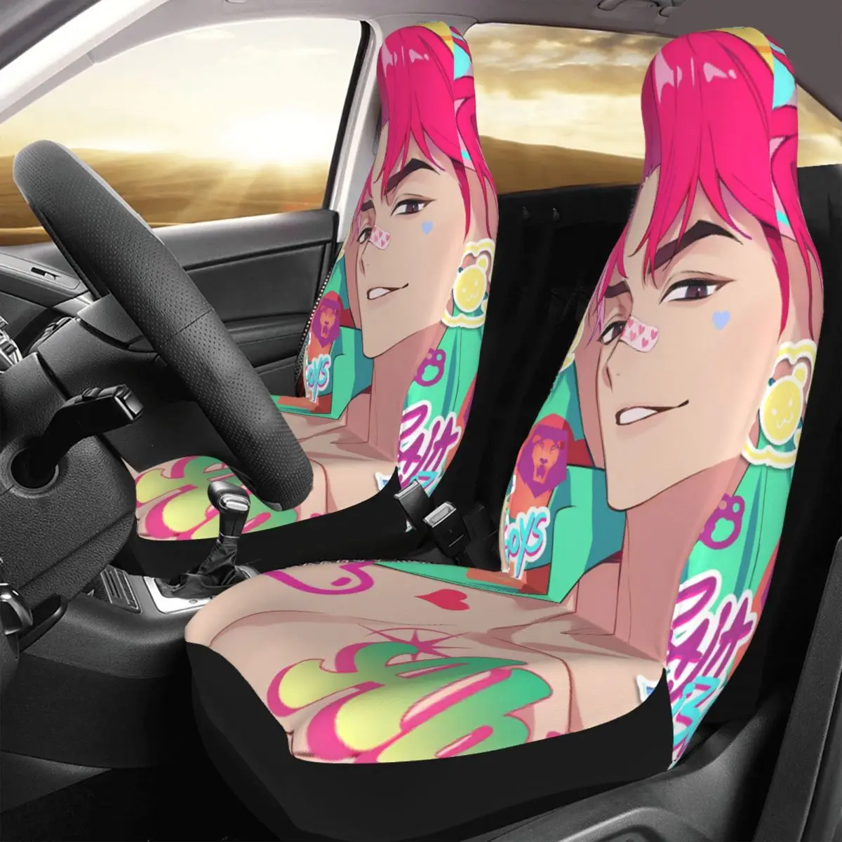 Saja Boys العالمي غطاء مقعد السيارة حامي الملحقات الداخلية السفر KPop شيطان الصيادين الجبهة الخلفية يتدفقون القماش وسادة