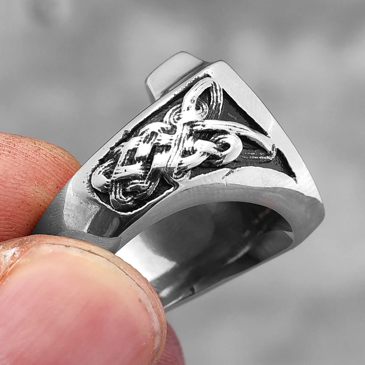 Archangel St.Michael Religion Amulet Stainless Steel Mens Rings Punk for Male Boyfriend Biker Jewelry Creativity Gift Wholesale