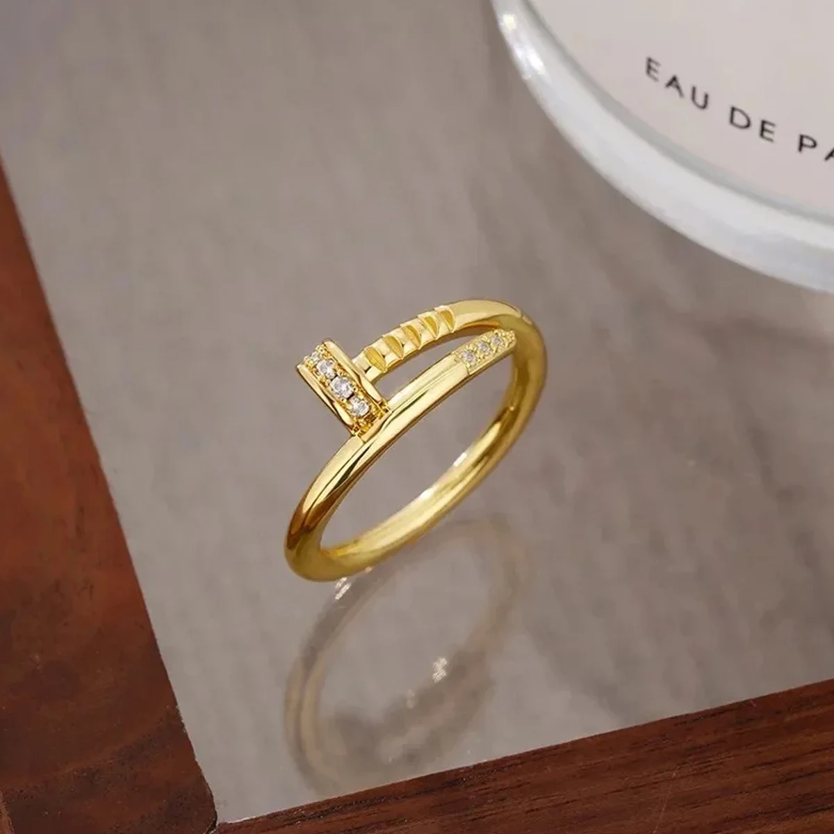 Luxurious Gold Shiny Zircon Nail Ring – Only .67!