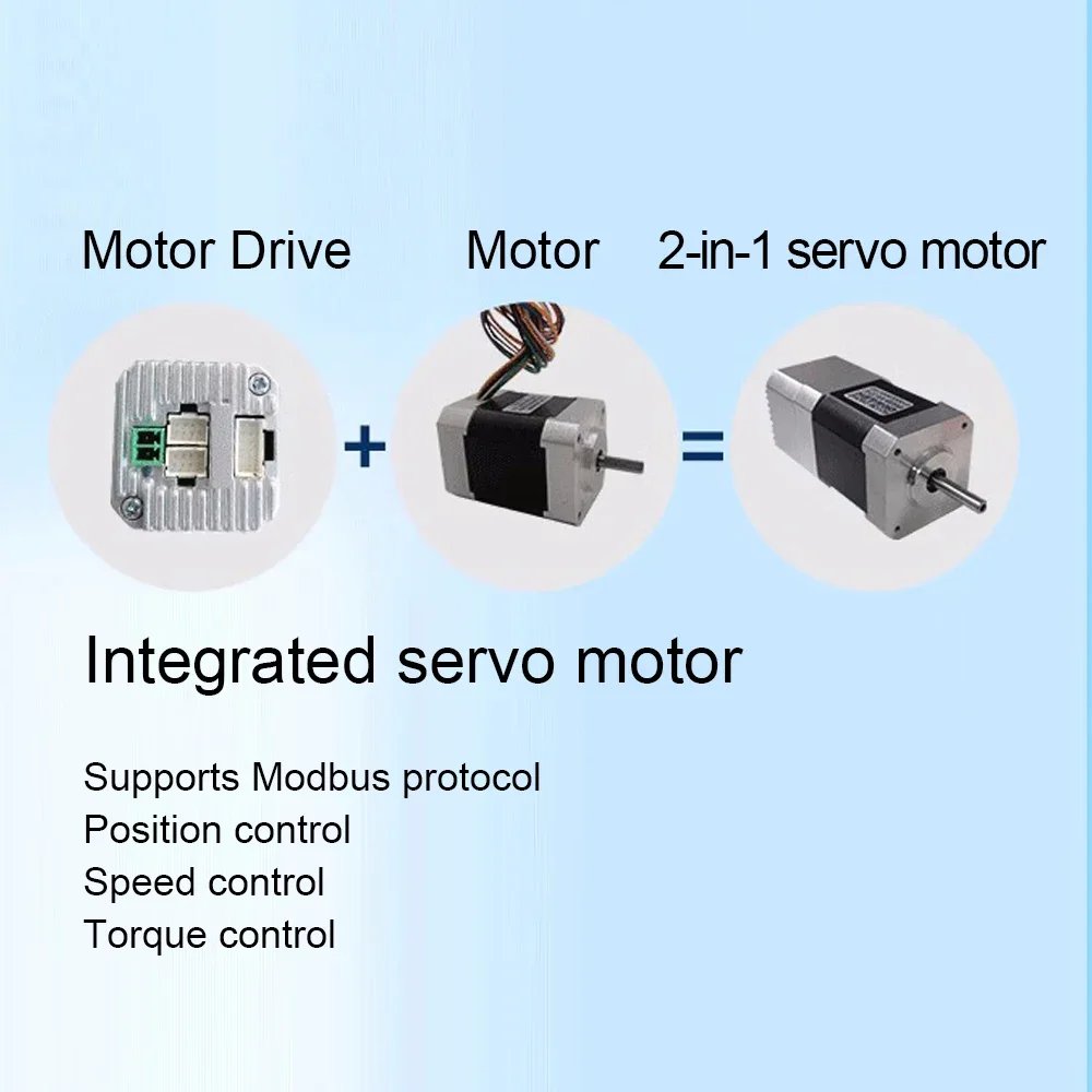 24V 48V DC Servo Motor Low Voltage Servo Motor 42mm 57mm 86mm Flange 0.1-1.4Nm 31W-440W 17Bit Encoder Pulse input RS485 3000rpm