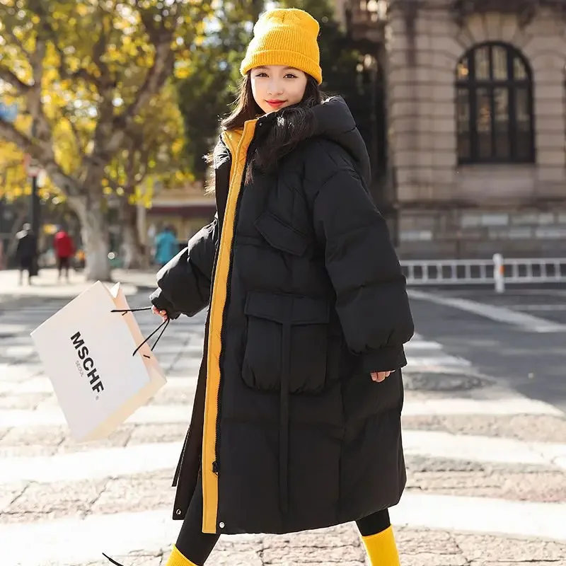 Girl's Heavyweight Down Jacket 2025 Winter Long OverKnee Warm Coat for Kids Thick Winter Clothing with Thermal Insulation