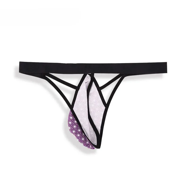 

Men Cotton Underwear Low Waist G-String Thongs U Convex Pouch T-back Panties