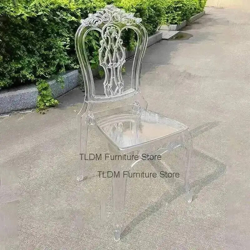 for Luxury Wedding Chair Outdoor Acrylic Transparent Chair Rose Dining Events Hotel Furniture Banquet Hall Leisure Chair y