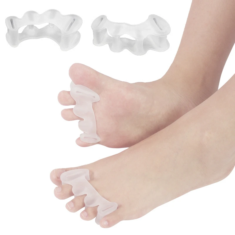 

4pieces=2pairs Hammer Toe Straightener Hard Silicone Spacers Feet Care Separators Orthotics Gel Hallux Valgus Bunion Corrector