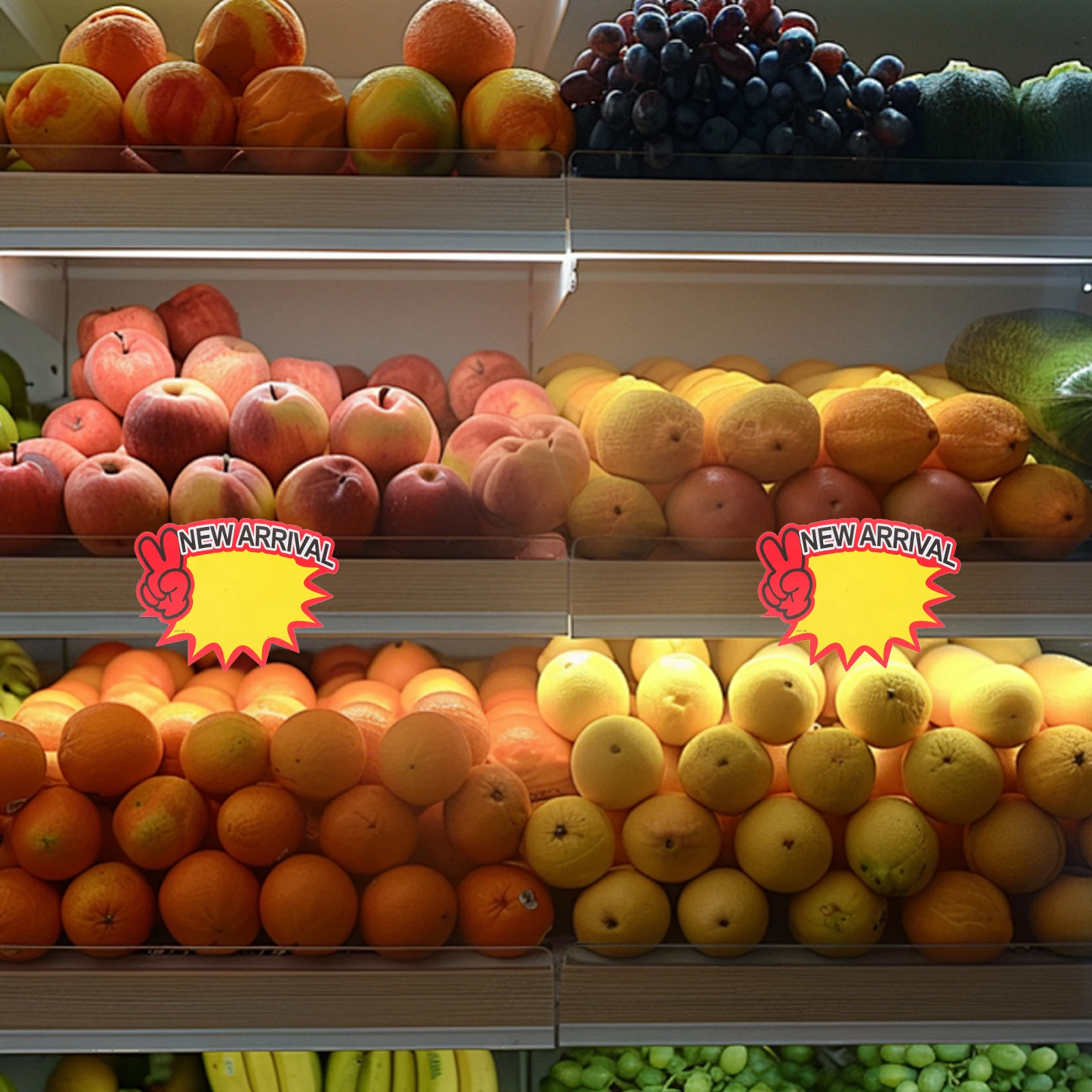 80Pcs Eye-Catching Supermarket Fruit Tags Clear Printing Retail Store Signs Advertising Labels Seasonal Sale Tag