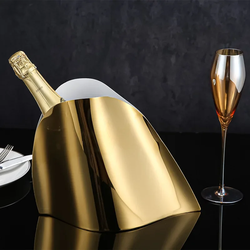 

Stainless Steel Champagne Bucket Iced Champagne Wine Beer Bucket Bar KTV Utensils Stainless Steel Ice Bucket Ice Buckets