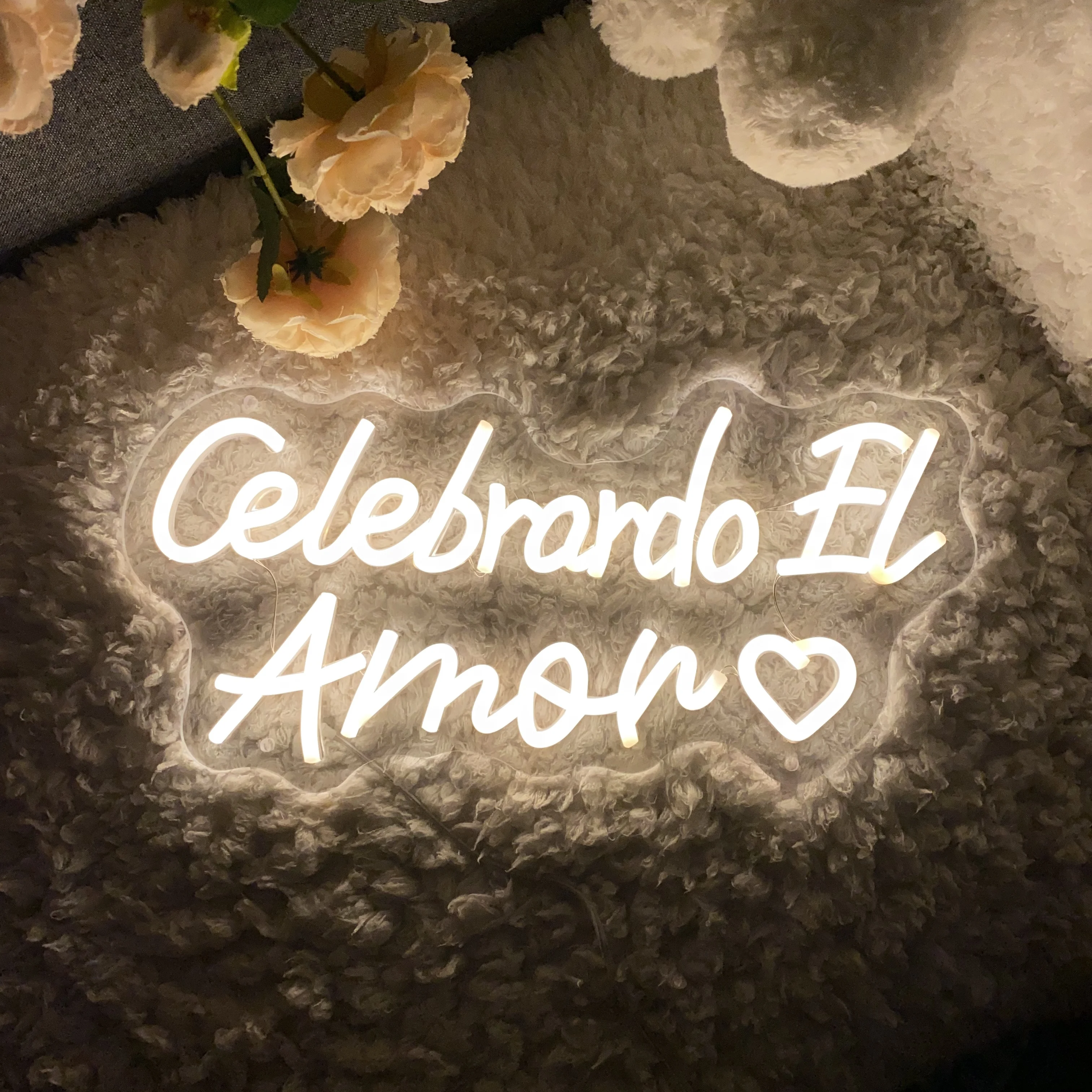 Neon Led Signs Celebrar el Amor Spanish Neon Light Signs Wedding Decor Party Bedroom Room Decor Wedding Neon LED Signs USB