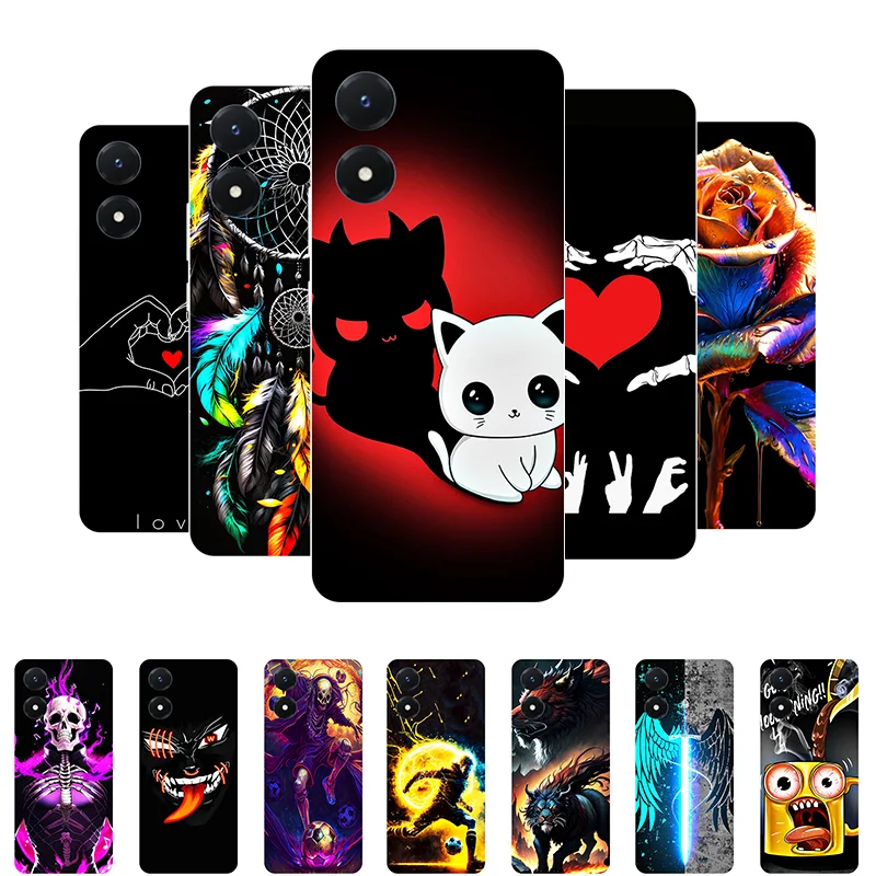 For Vivo Y02S Case Y 02S Funny Cute Silicone Soft Back Cases for Vivo Y02S V2203 Cover VivoY02S Shockproof Bumper