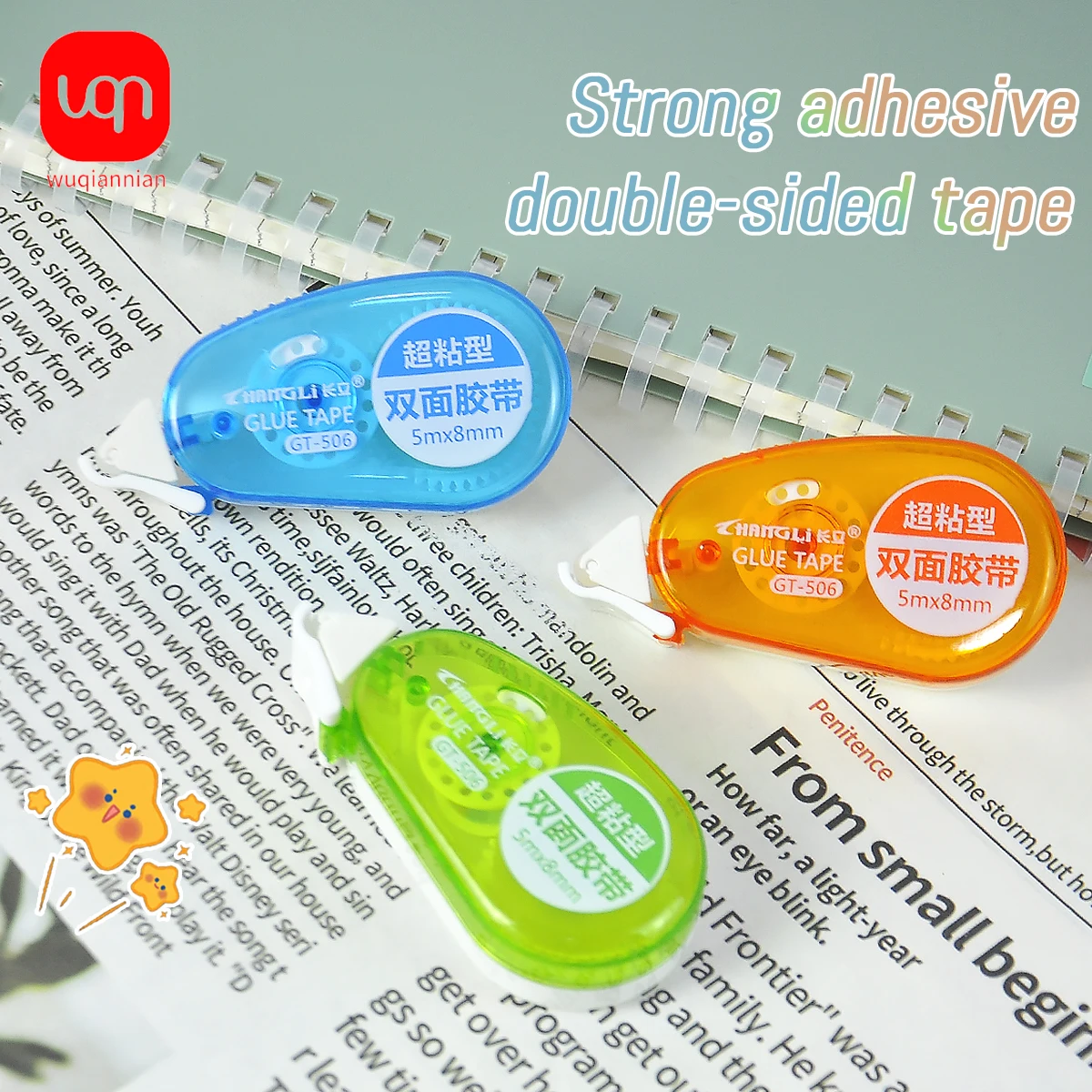 WQN-4PCS Álbum de fotos creativo de doble cara con dispensación de puntos, rodillo práctico de secado rápido para pegar puntos, suministros escolares y de oficina