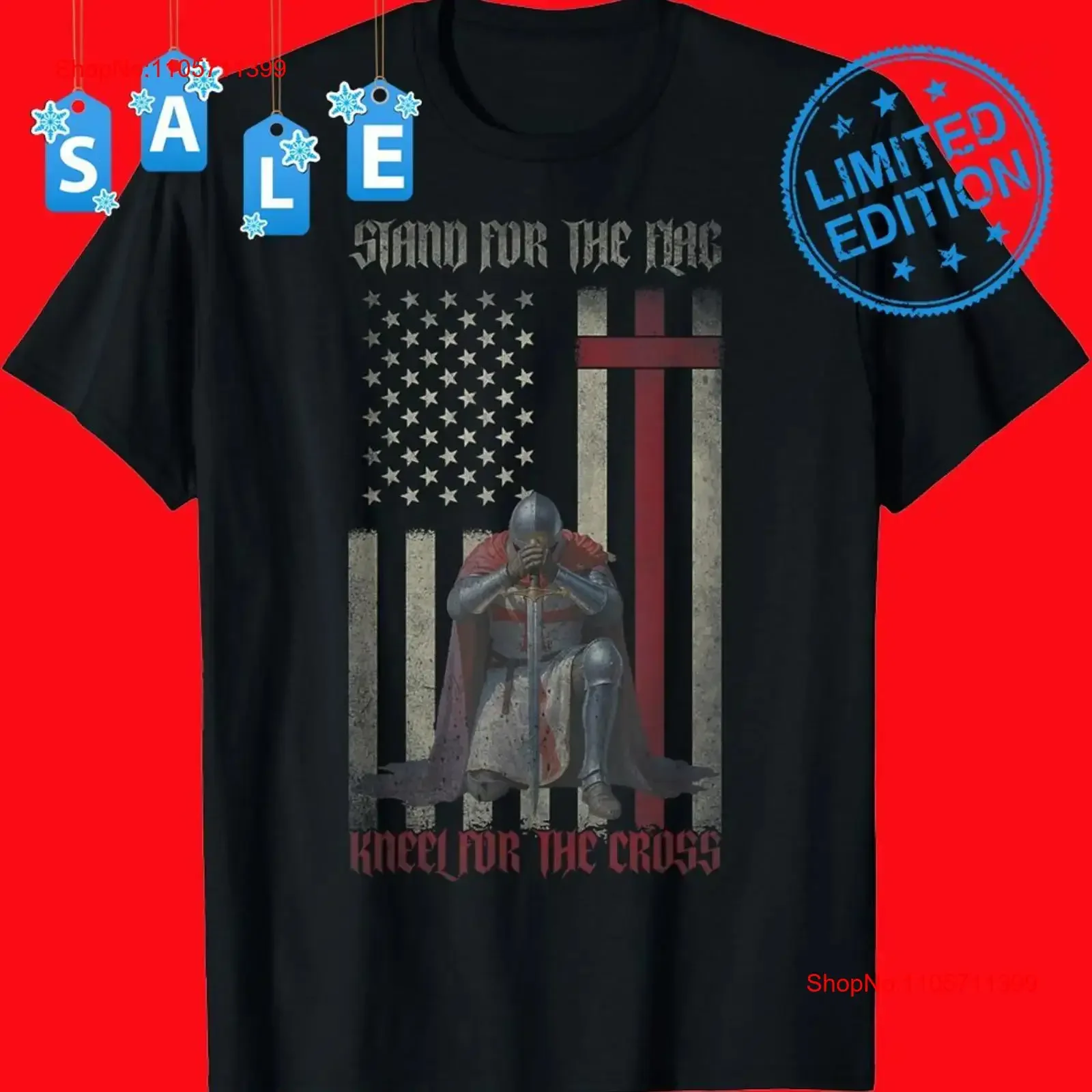 Stand for The Flag Kneel Cross Knights Templar T Shirt long or short sleeves vintage Washed Stylish streetwear fashion