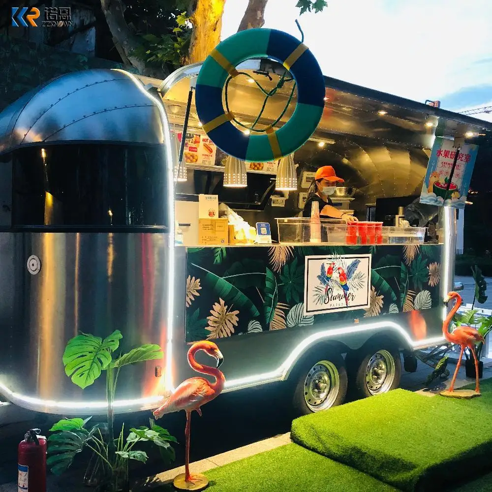 Hot Dog Pizza BBQ Ice Cream Cart Mobile Bar Concession Food Trailer Airstream Food Truck With Full Kitchen Restaurant Equipment