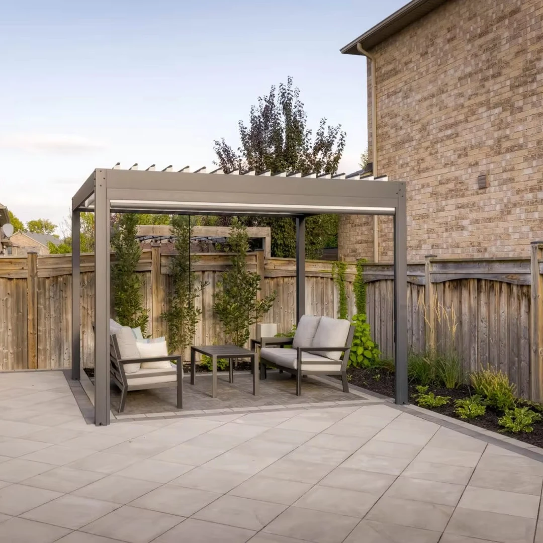 Gazebo Grand Patio 4 X 4 Pergola étanche à la pluie Structure en aluminium de luxe avec éclairage et