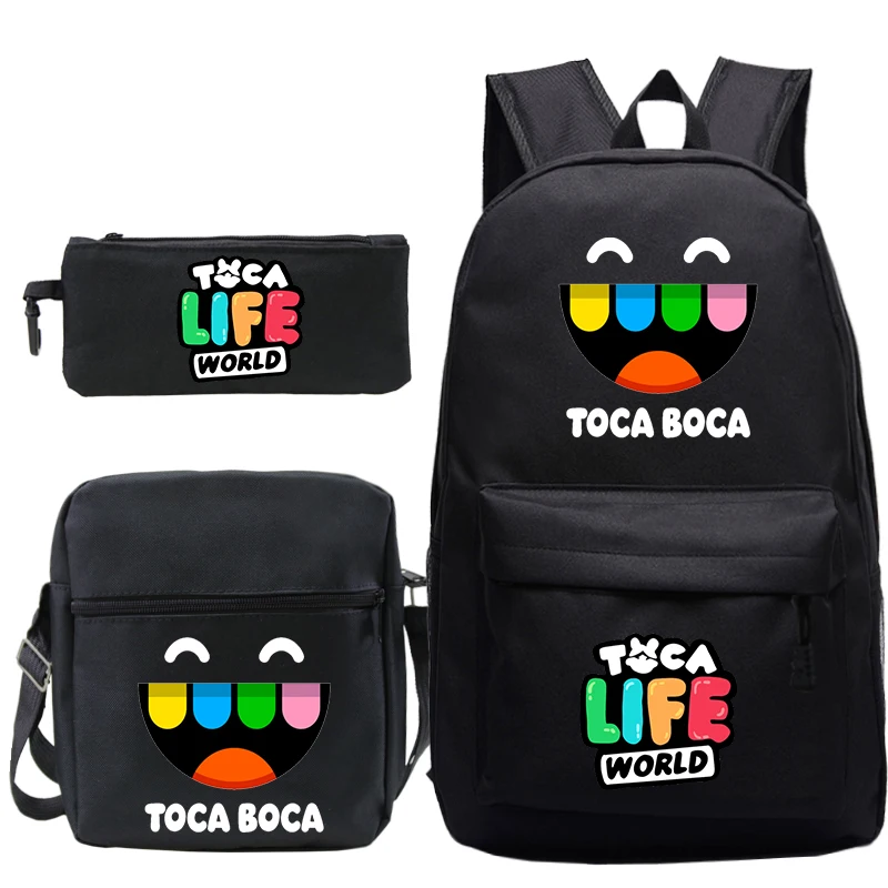 Kids Toca Life World Backpack Schoolbag 3pcs Set Children Book Bags Cartoon Knapsack Primary School Back To School Gift Mochlia