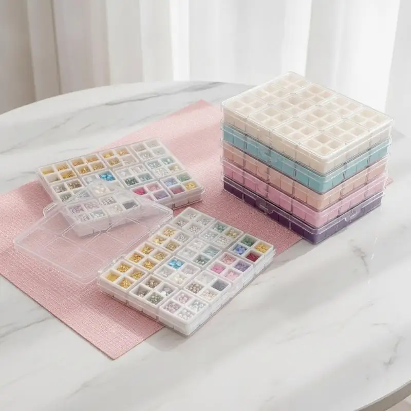 48 Grids Transparent Plastic Nail Accessories Storage Box Compartment Organize Jewelry Earring Bead Container Nail Art Tools
