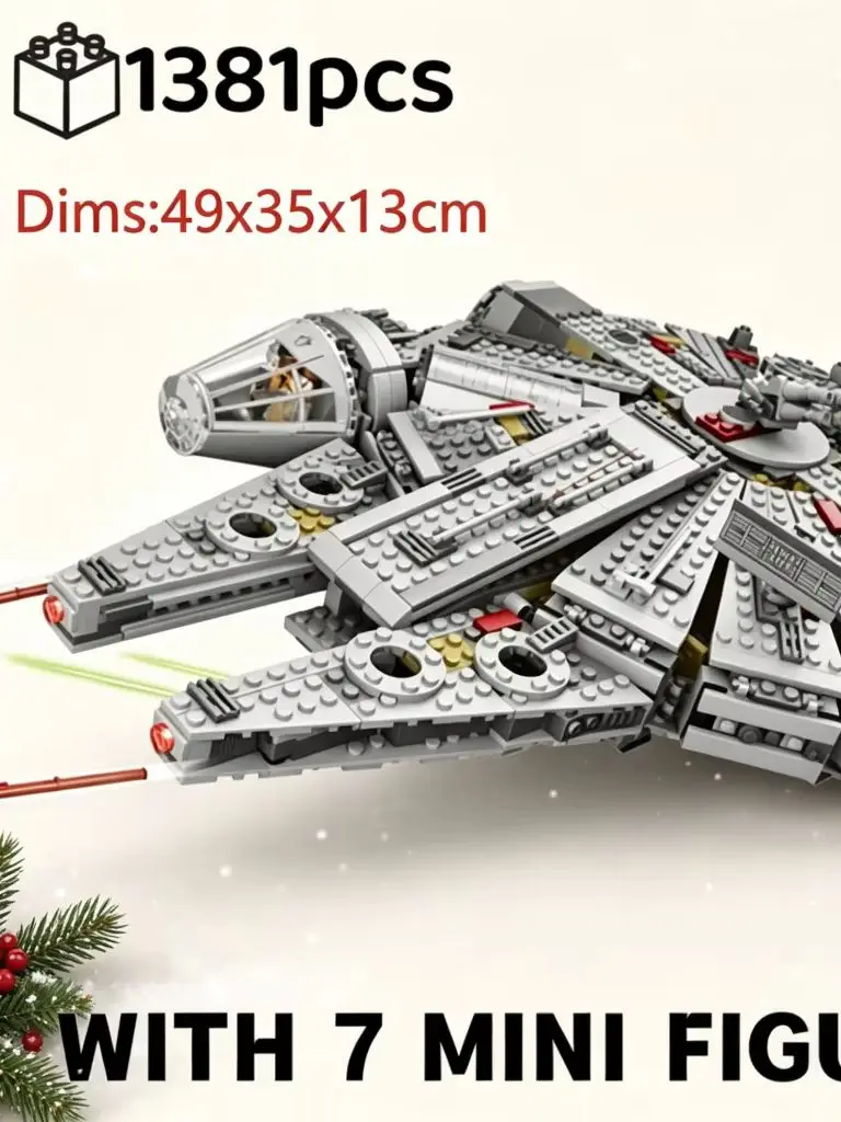 1381-teiliges Modellbauset für ein Millennium-Kriegsschiff, Alien-Falken-Figur, kreative Bausteine, Bauspielzeug, Geburtstags- und Weihnachtsgeschenke