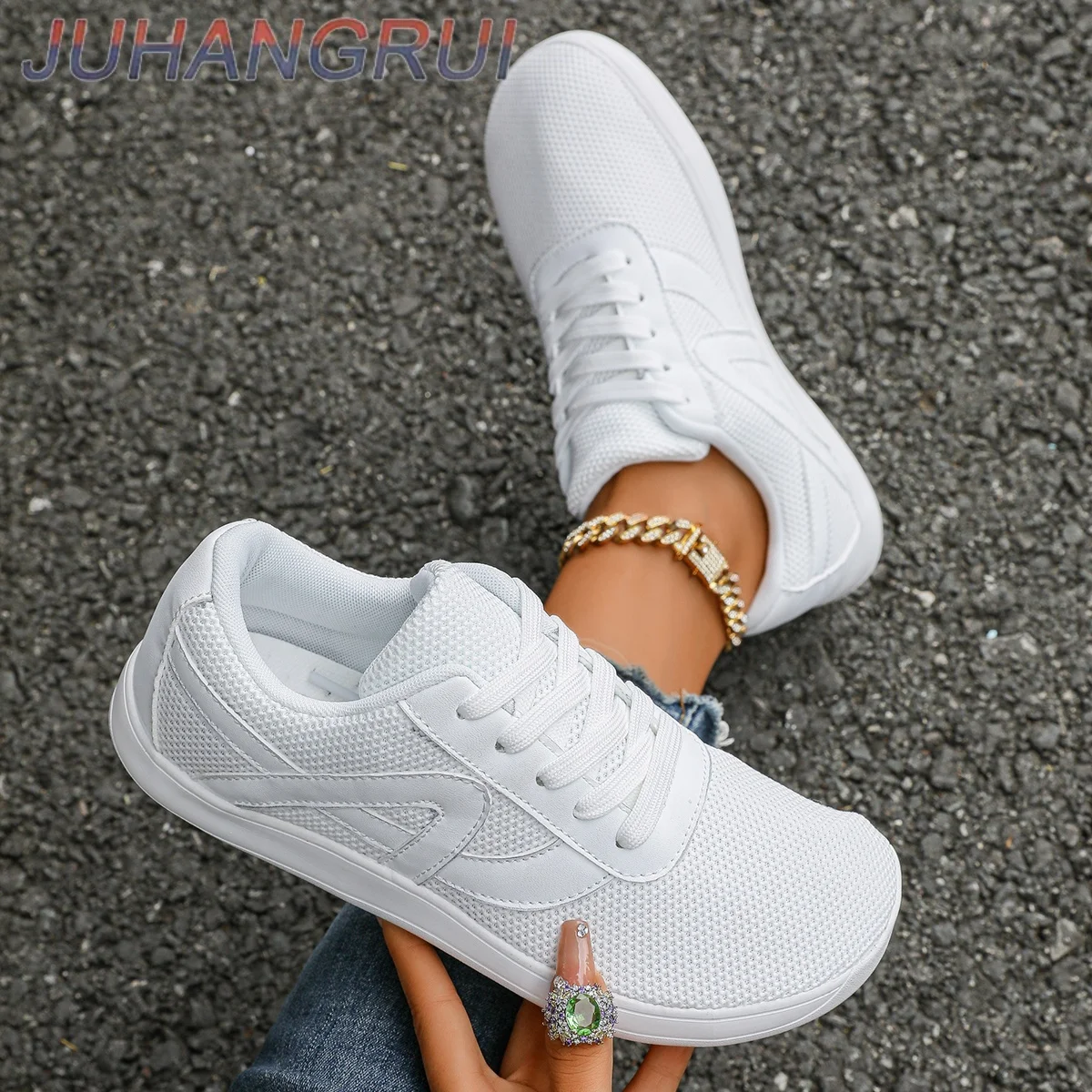 

Новинка 2023 года, женская повседневная удобная спортивная обувь с широким носком, дышащая мягкая подошва, домашняя и уличная прогулочная обувь с круглым носком...