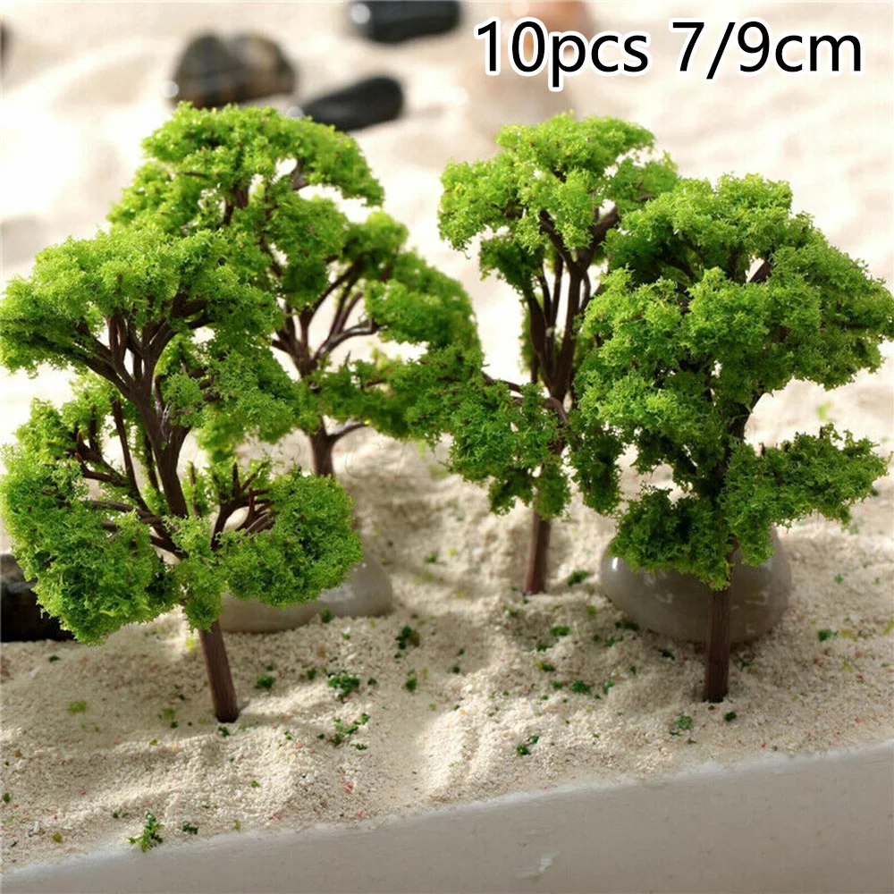 10Pcs 7/9cm Model Trees Train Railroad Layout Diorama Mini Scenery Plastic Scale Scene Miniature Tree Decoration