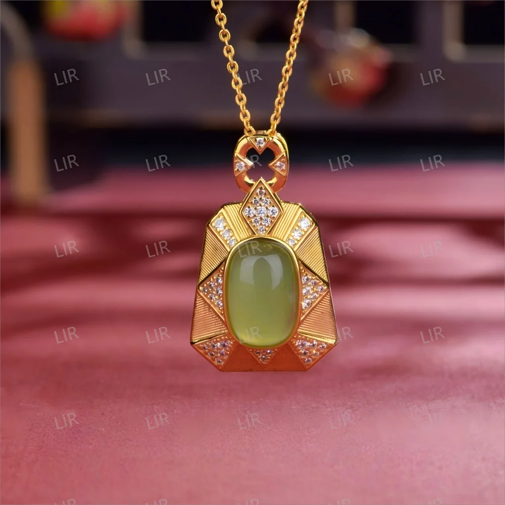 LIR S925 الفضة الاسترليني الطبيعية Hetian جاسبر قلادة قلادة - FengShui حسن الحظ |   مجوهرات محظوظة للنساء |   سحر عصري