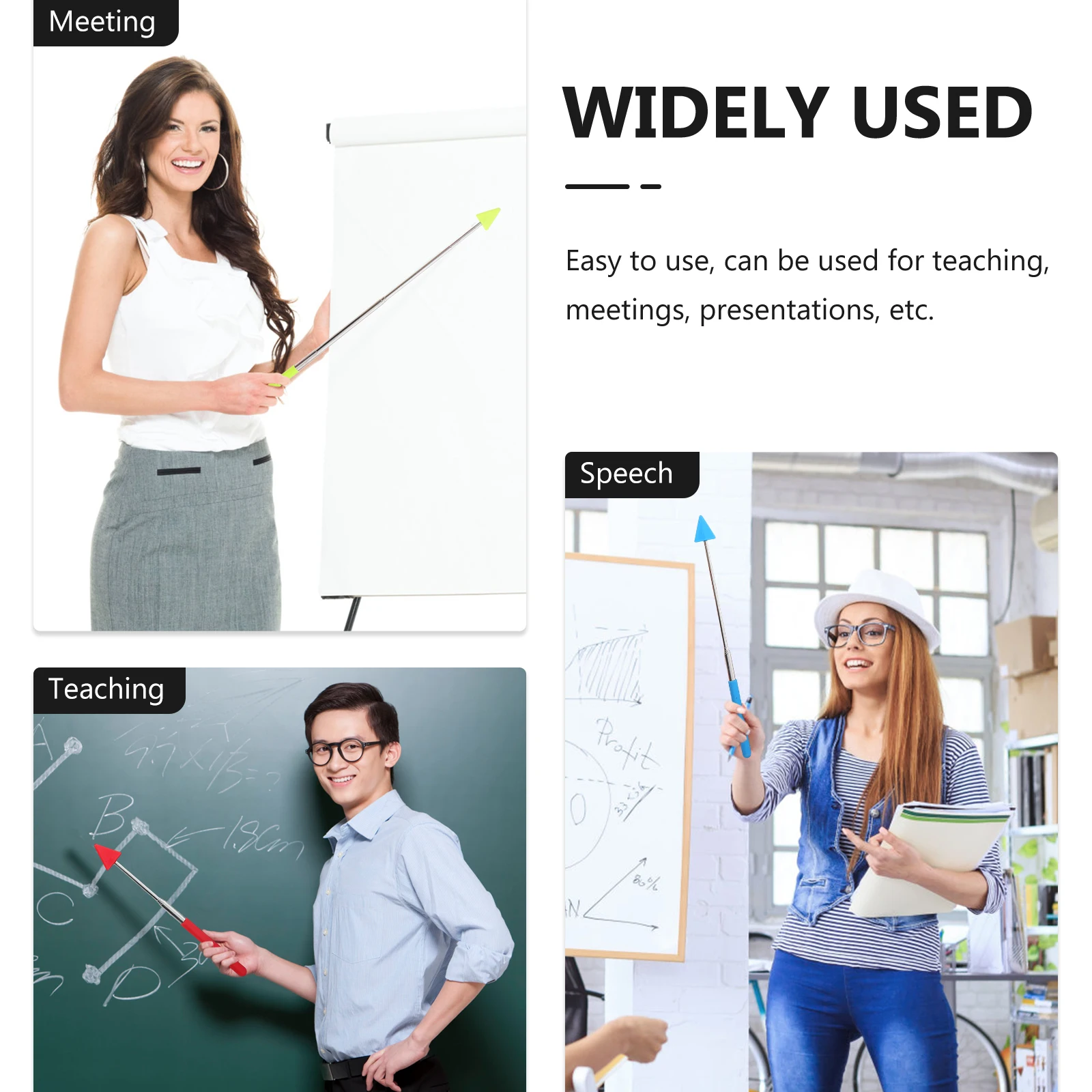 

8pcs Teaching Indicator Sticks Handheld Blackboard Pointers Reading Pointer Stick Extendable Classroom Presenting Tools