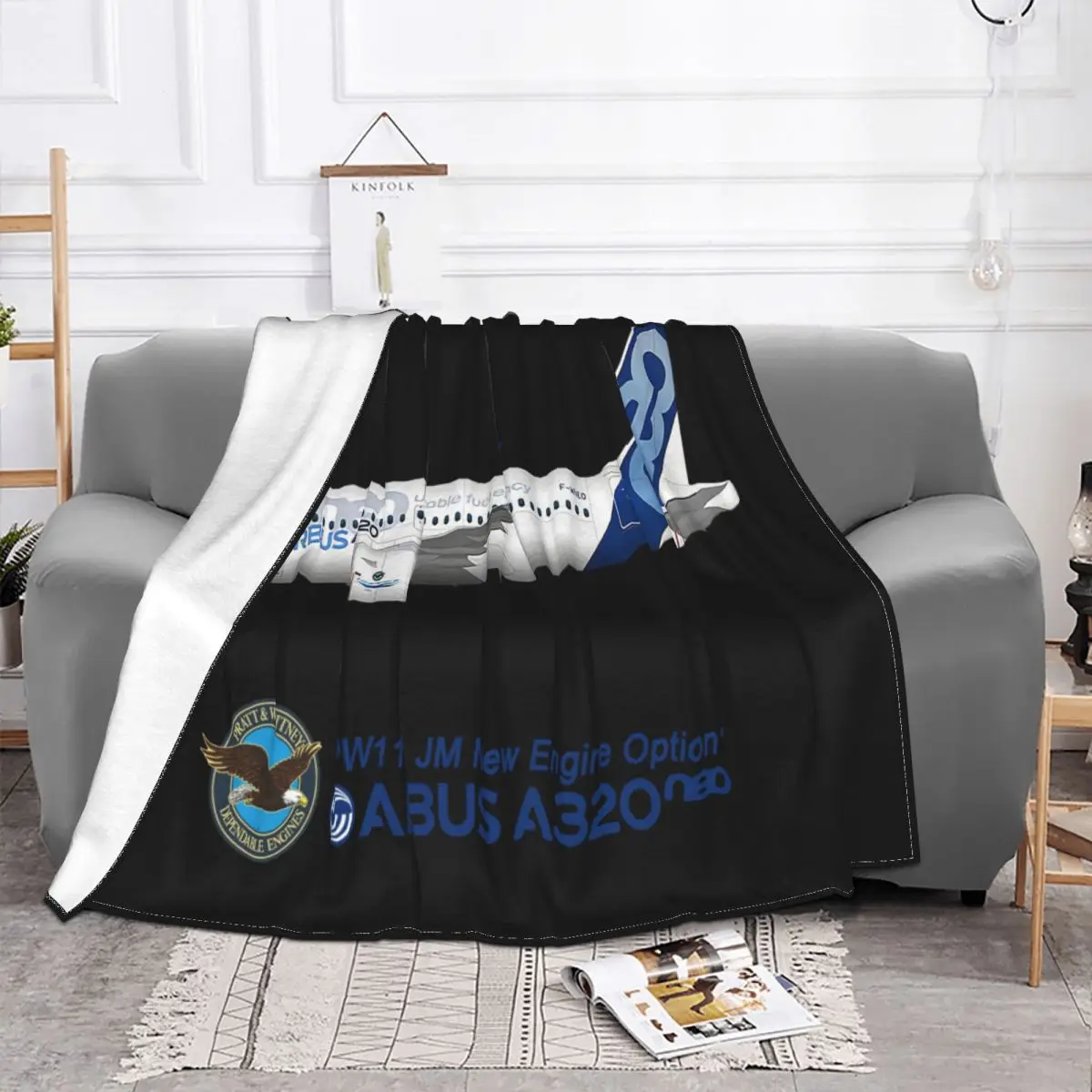 Men Illustration Of Airbus A320 Neo F Wneo By Stevehclark T Women Streetwear Colour Brand New Unique Throw Blanket