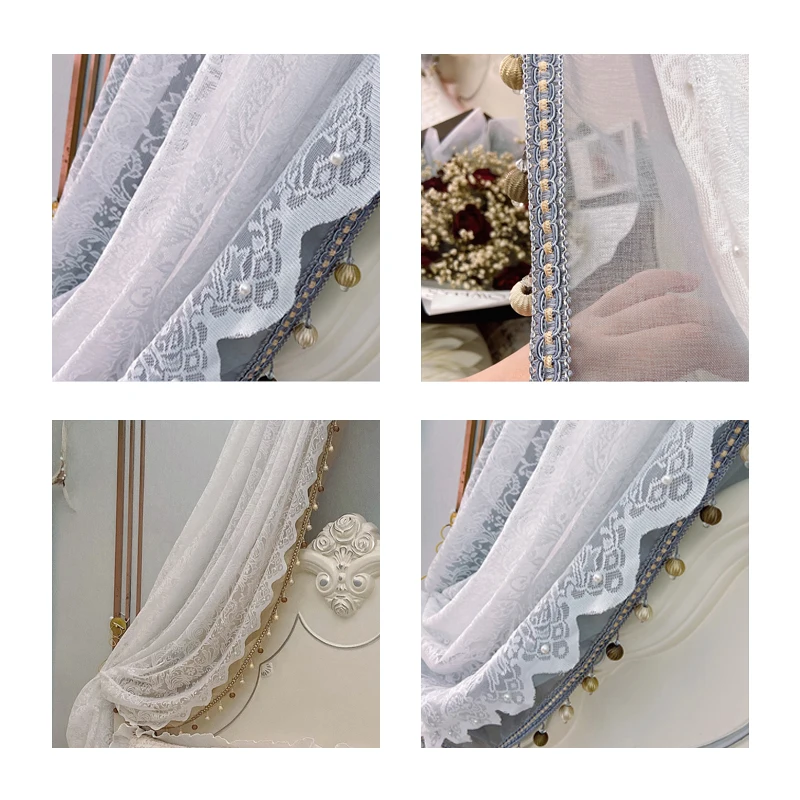 Luxury Bed Curtain Princess Bed Curtain with Crown French Style Bed Canopy Bedroom  Decor Yarn Lace Elegant Bedside Decoration