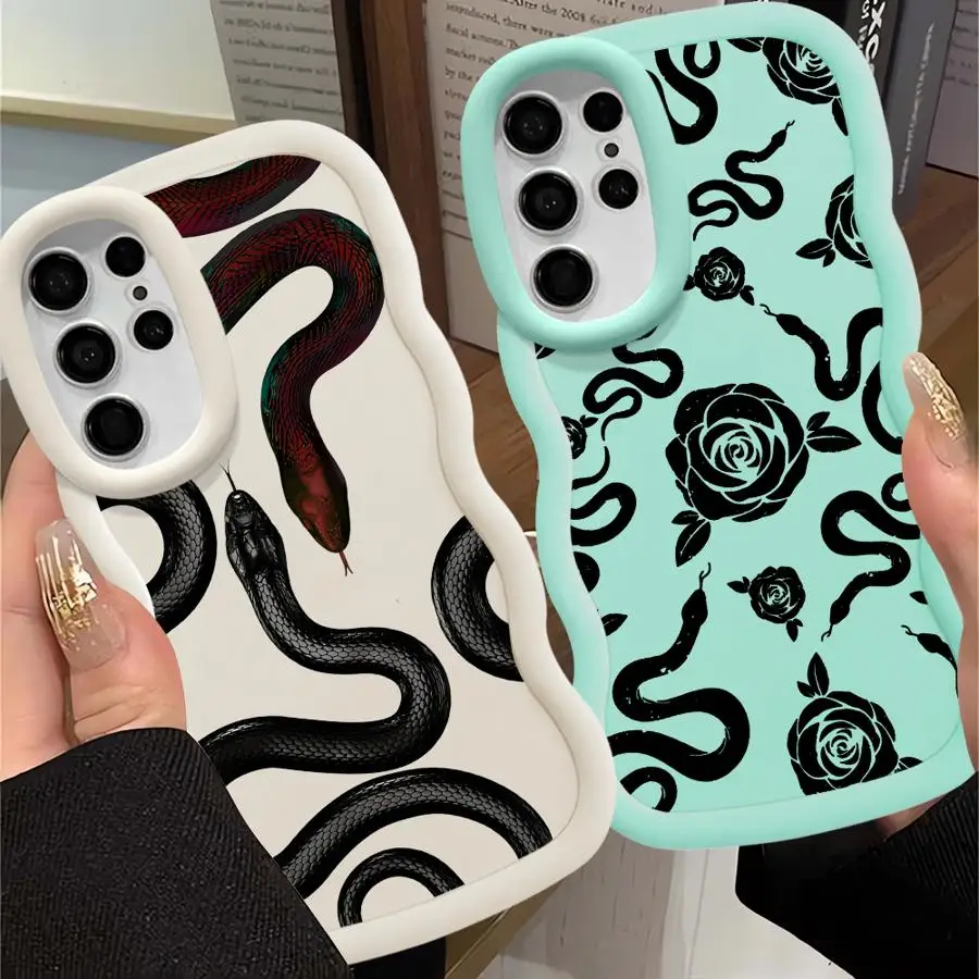 Simple Black Flower Soft Phone Cover Case for Samsung Galaxy A26 S22 Ultra S24 A25 S21 S23 Plus S20 FE S25 A54 A24 A55 A35 A36