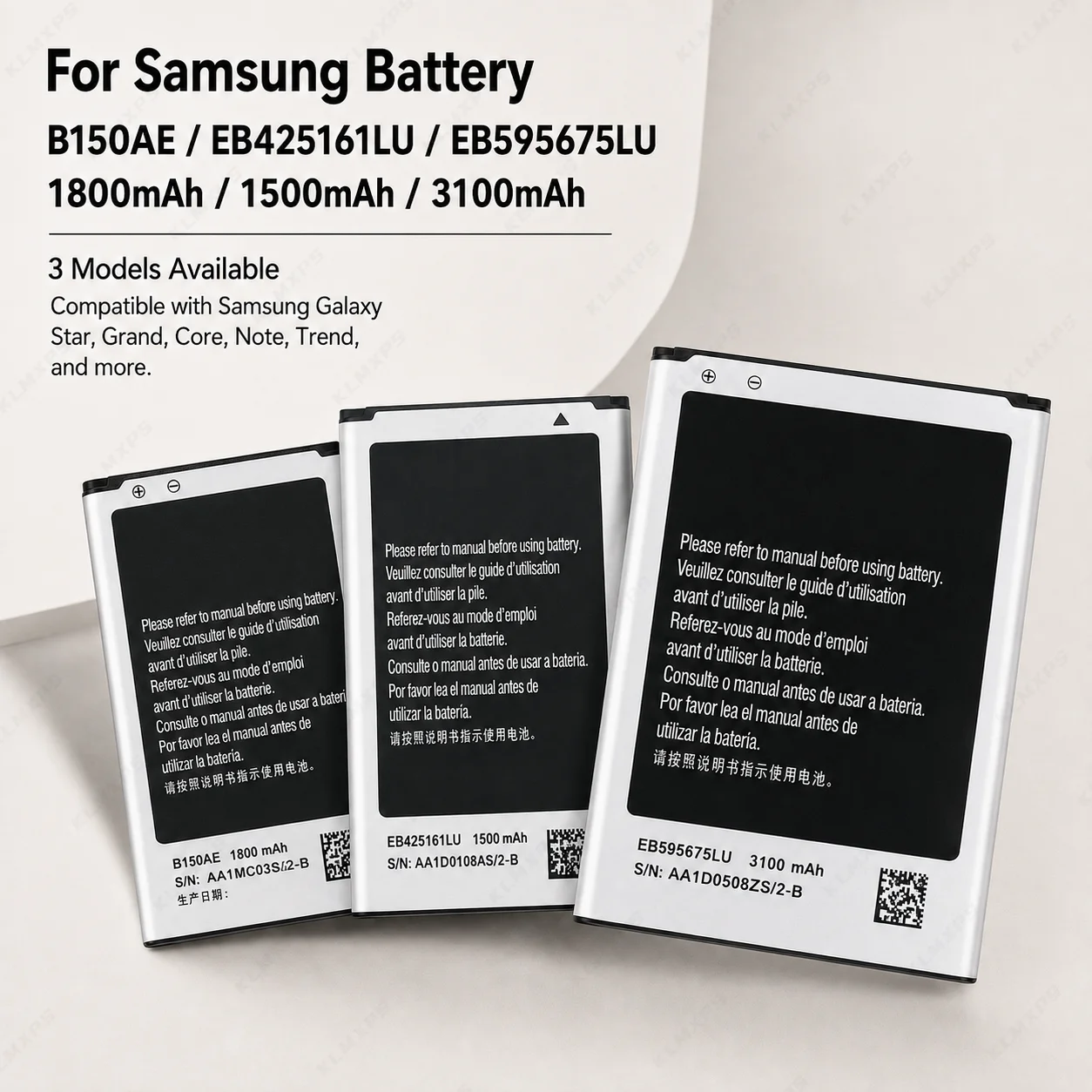 Replacement Phone Battery EB425161LU EB615268VU B150AE for Samsung Galaxy Core i8260 i8262 Trend 3 Grand 2 Note 1 2