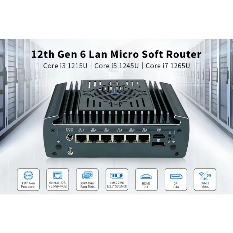 Customized Firewall Pfsense Industrial Pc 12th Gen Processor 6*2.5G Lan For Network Routers