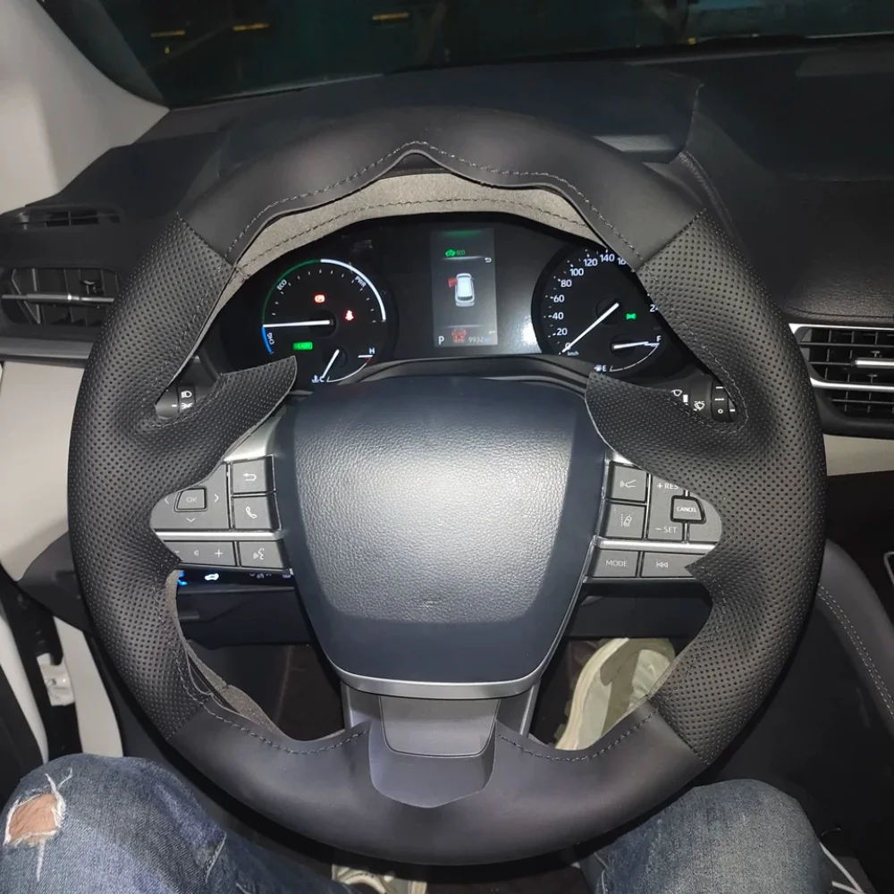 Hand Stitched Non-slip Microfiber Leather Steering Wheel Cover For Toyota Sienna 2021-2023 Highlander 2020-2022 Car Accessories