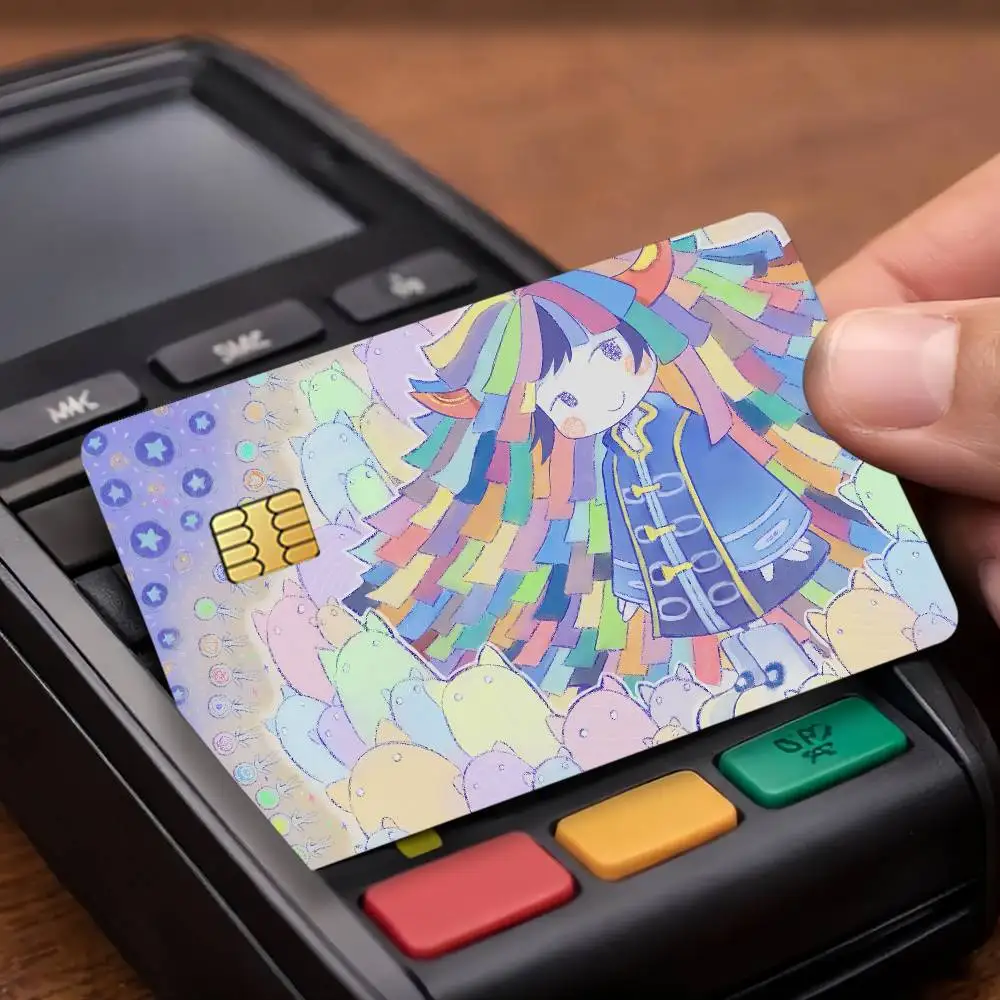 Cartoon Singer K-Kikuo Girl Credit Card Public Transportation Cards Protective Sticker Waterproof Card Face Decoration 4PCS