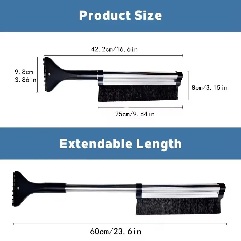 Telescopic Car Snow Cleaner, Plastic Ice Breaker with Soft Brush, Winter Defrost Tool for Sedan SUV