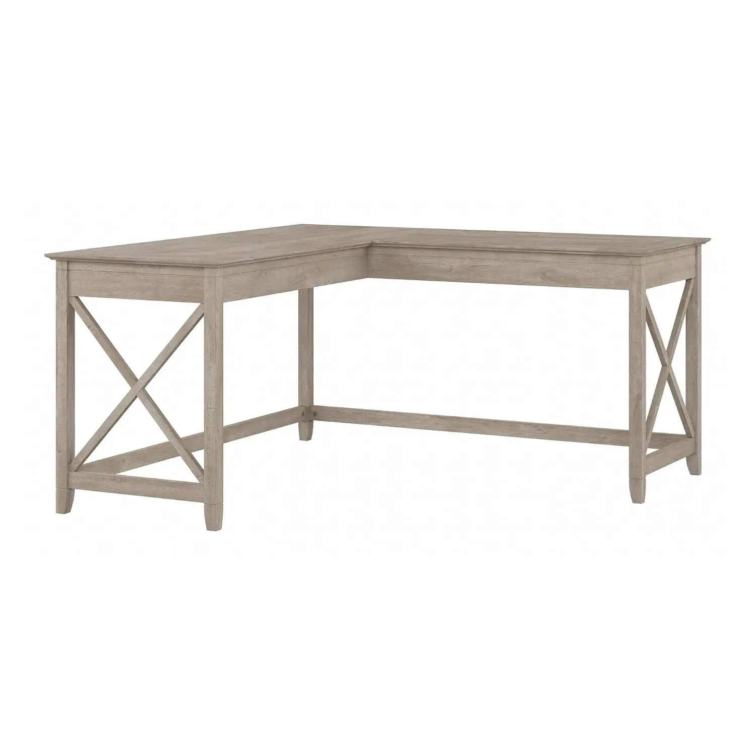 Modern Farmhouse L Shaped Desk 60W Washed Gray Corner Computer Table Home Office Workspace, Customized
