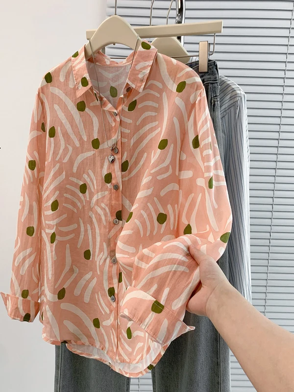 

Антивозрастной хлопковый льняной длинный воротник све irt, женский свободный утягивающий топ с цветочным принтом, художественный топ, весна-осень Ne...