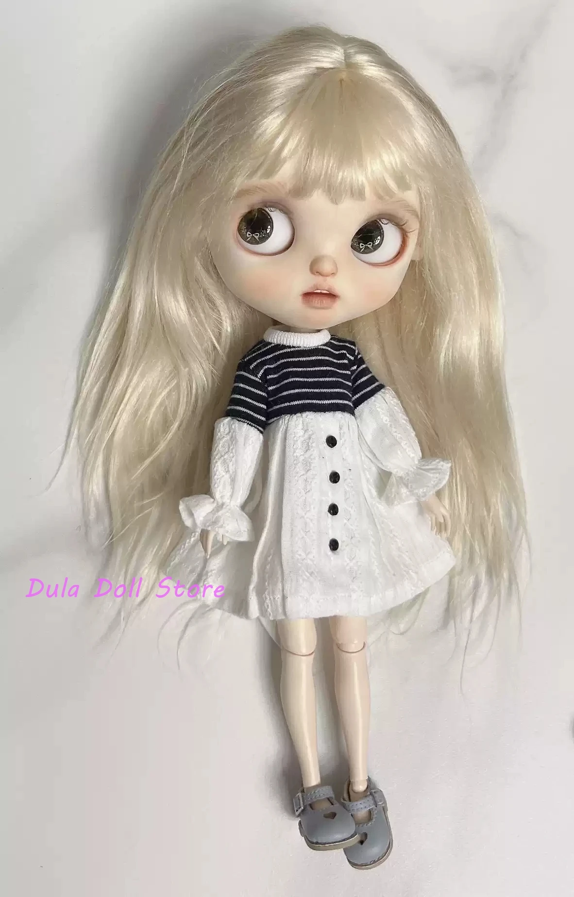 Dula Doll Clothes Dress Striped small skirt Blythe Qbaby ob24 ob22 Azone Licca ICY JerryB 1/6 Bjd Doll