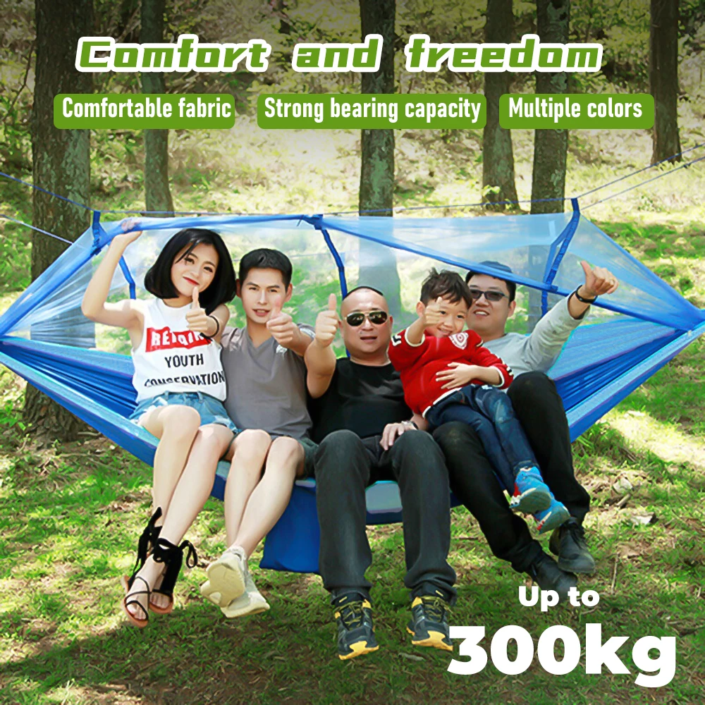 Mosquito Net Hammock  260*140cm Automatic Quick-opening Outdoor Camping Hanging Sleeping Hammock Bed Survival Portable Hammock