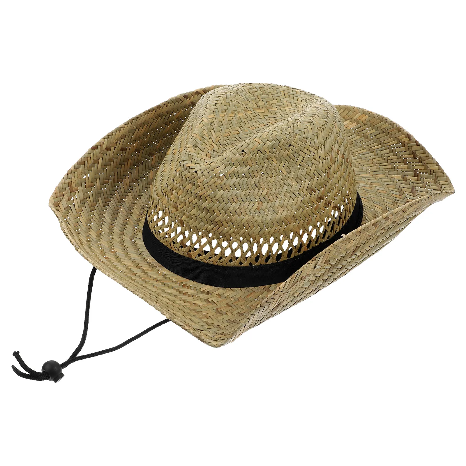 

1pc Cowboy Hat Men Straw Wide Brim Brown Beach Party Farmer Costume Western Weight Breathable Comfortable Easy Wear