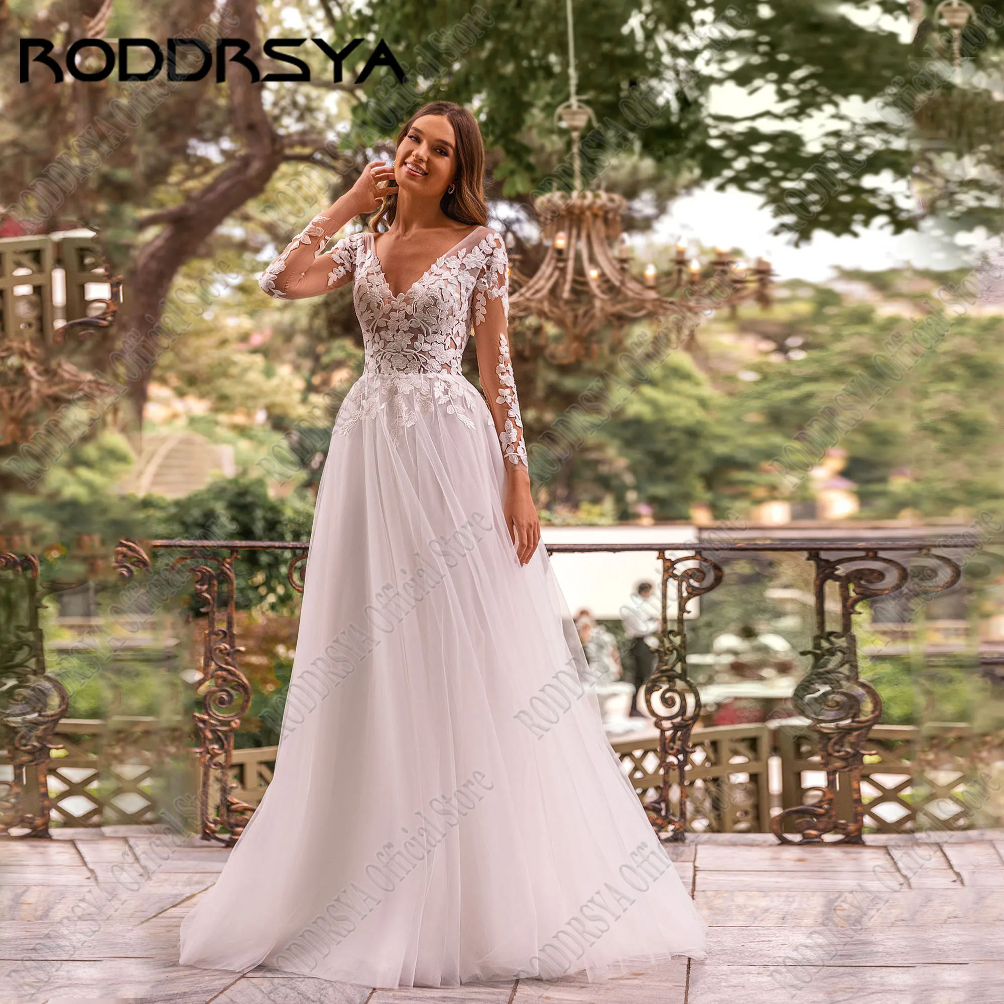 

RODDRSYA Boho Applique Wedding Dress Women Vestidos De Noiva Mariage Plus Size Backless Civil Bridal Party Gowns Customized