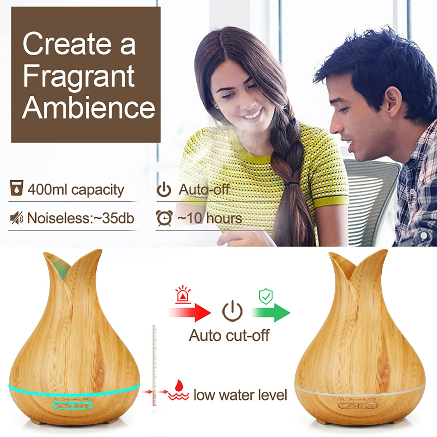 Il diffusore di oli essenziali smart WiFi + Bluetooth funziona con Alexa, diffusore per aromaterapia a ultrasuoni e nebbia, con telecomando vocale e APP, programma e timer, illuminazione RGB