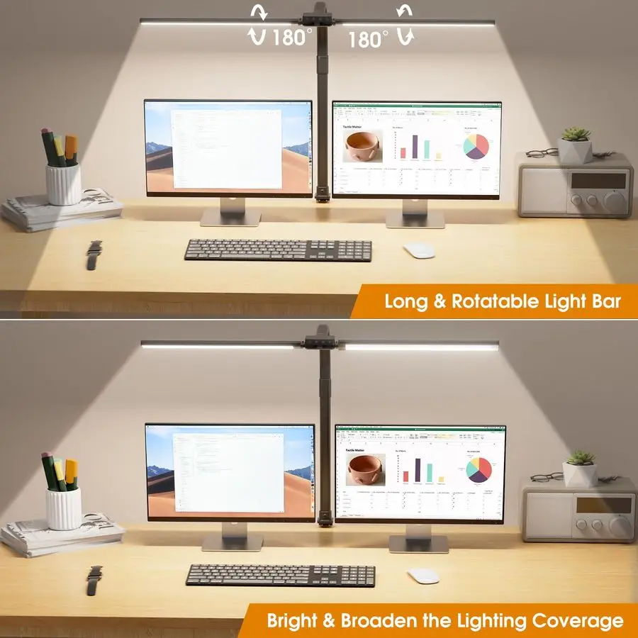 Desk Lamp for Home Office Dimmable Computer Desk Light with Clamp, Modern Architect Task Lamp with Color Changing, Flexible Desk