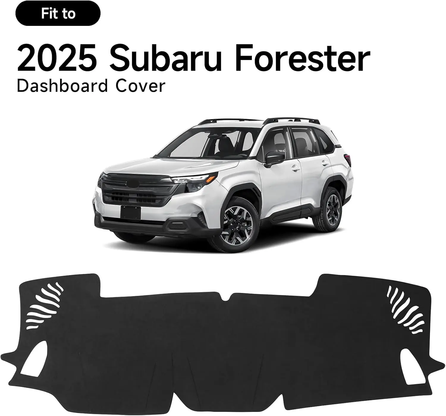 For Subaru 2025 2026 2027 Forester Accessories Black Flannel Material Anti-Slip Dash Cover Mat Sunshade Glare UV Rays Protector