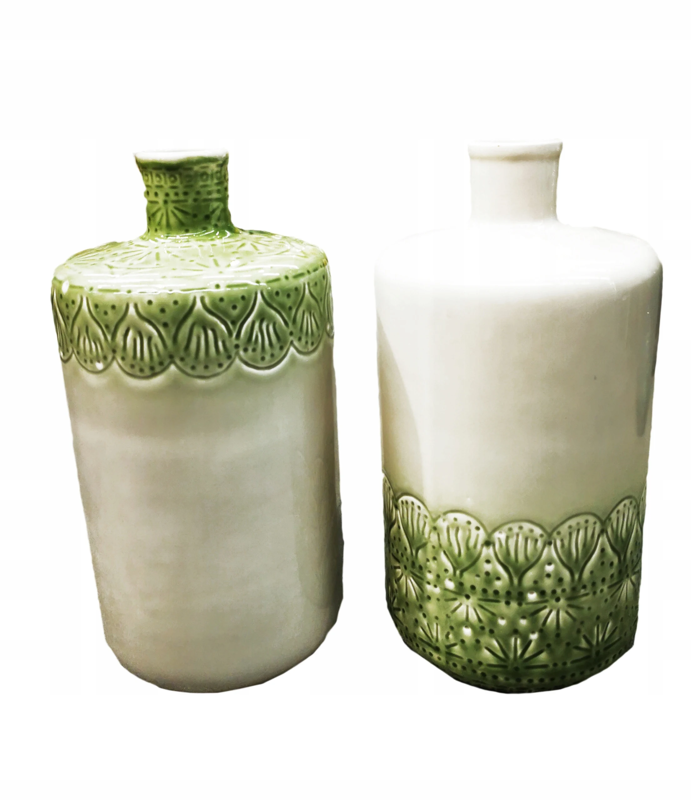 Witgroene decoratieve keramische vaas 36 cm