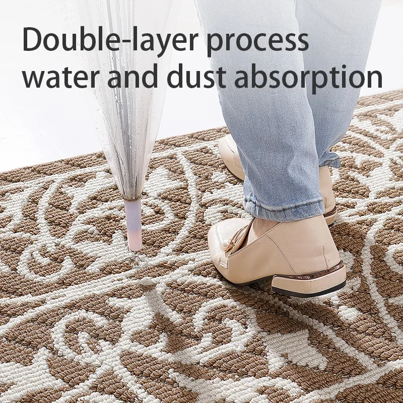 European Retro Outdoor Doormat - Porch & Garden Floor Mat with Dust-Trapping Design, Anti-Slip & Durable Polypropylene Rug