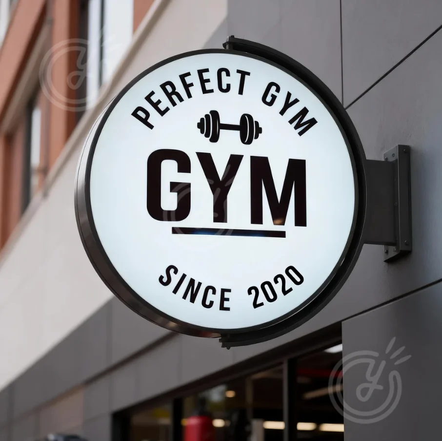 Custom 360 Rotating Light Box Personalized Double Sided Outdoor Logo Business Sign Advertising Waterproof Signage Gym Signboard