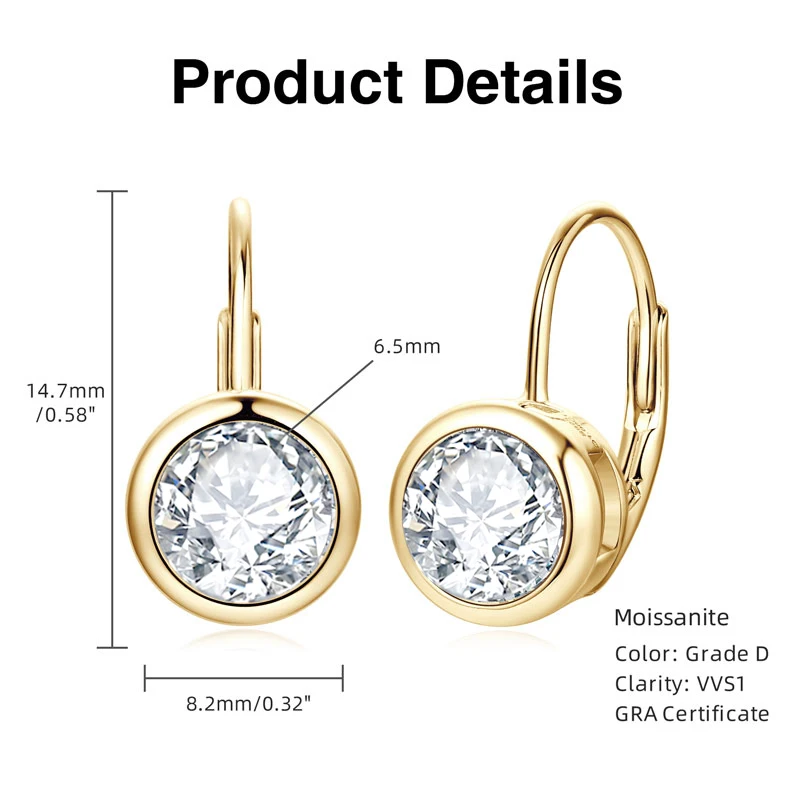 Lnngy Brinco Prata 925 Sterling Silber Creolen für Damen, zertifiziert, 6,5 mm/8 mm, Moissanit-Diamant-Ohrring, Schmuck, Geschenk – Detail 1