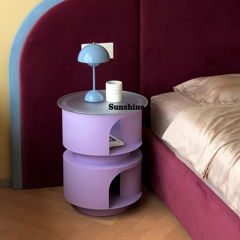 Tall Nature Nightstands Organizer Purple Princess Cute Librero Bedside Table Smart Round Bauhaus Szafki Nocne Furniture Home