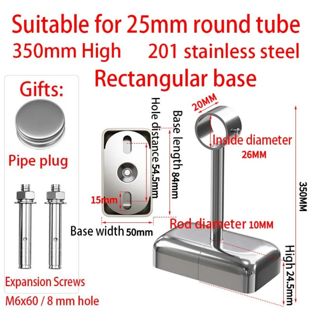 2Pcs 201 Stainless Steel Flange Bracket Wall Ceiling Mount Tube Clothes Rod Hanger Holder Rail Support Pipe Flange Bracket Tool