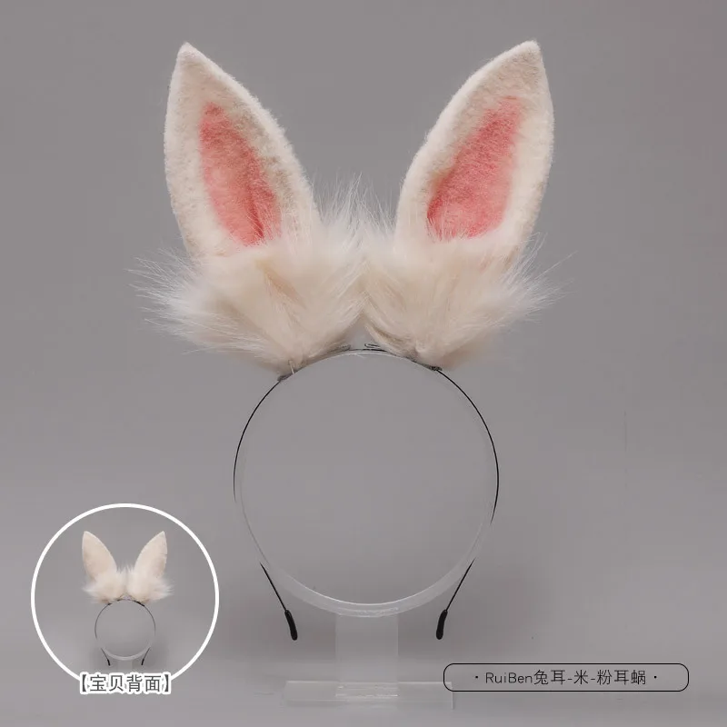 Kawaii Rabbit Ears Headband Plush Rabbit Ear Headdress Cosplay Accessories JK Girl Halloween Party Cosplay Hair Hoop Headwear