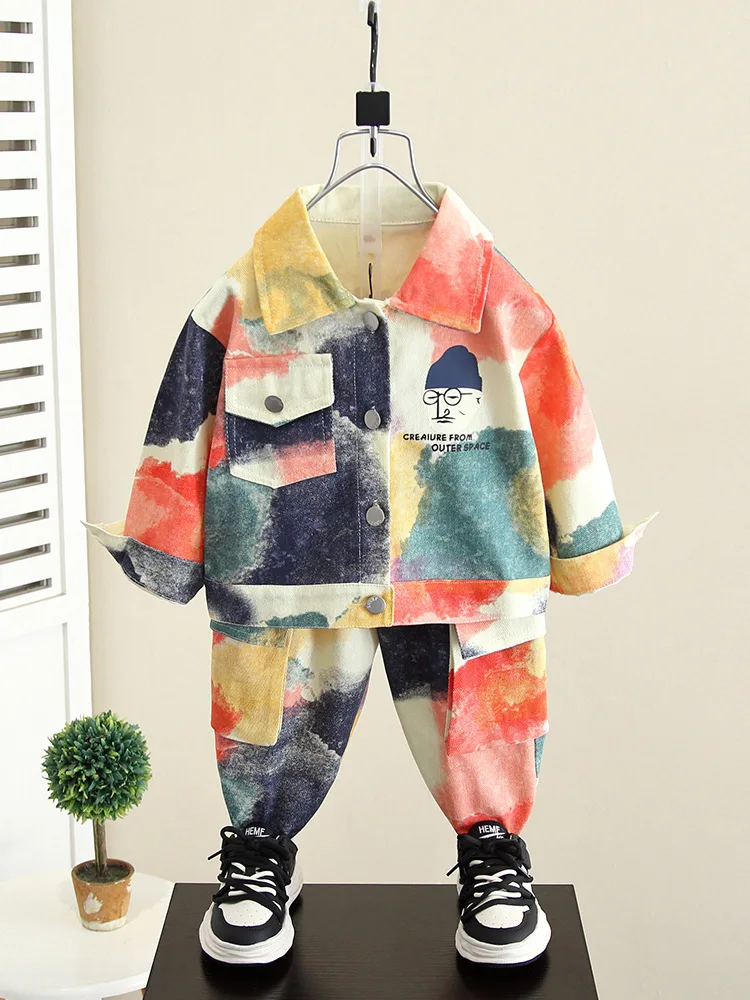 Spring Autumn New Boys Tracksuit Boys Colorful Printed Coat+Pants 2pcs Suits Fashion Children Sets Kids Outfits 2-10Years